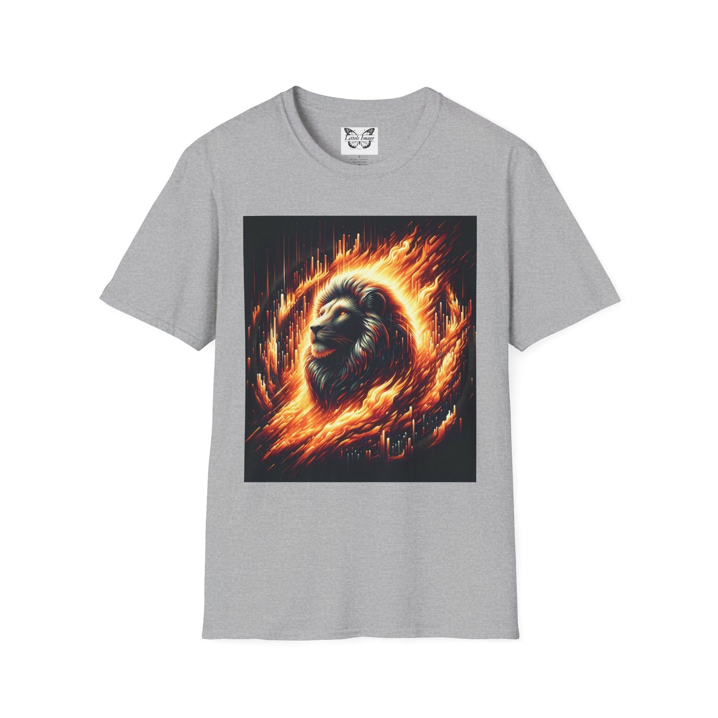 Fiery Lion Graphic Tee, Unisex Softstyle T-Shirt, Wildlife Shirt, Animal Lover Gift, Casual Wear, Graphic T-Shirt