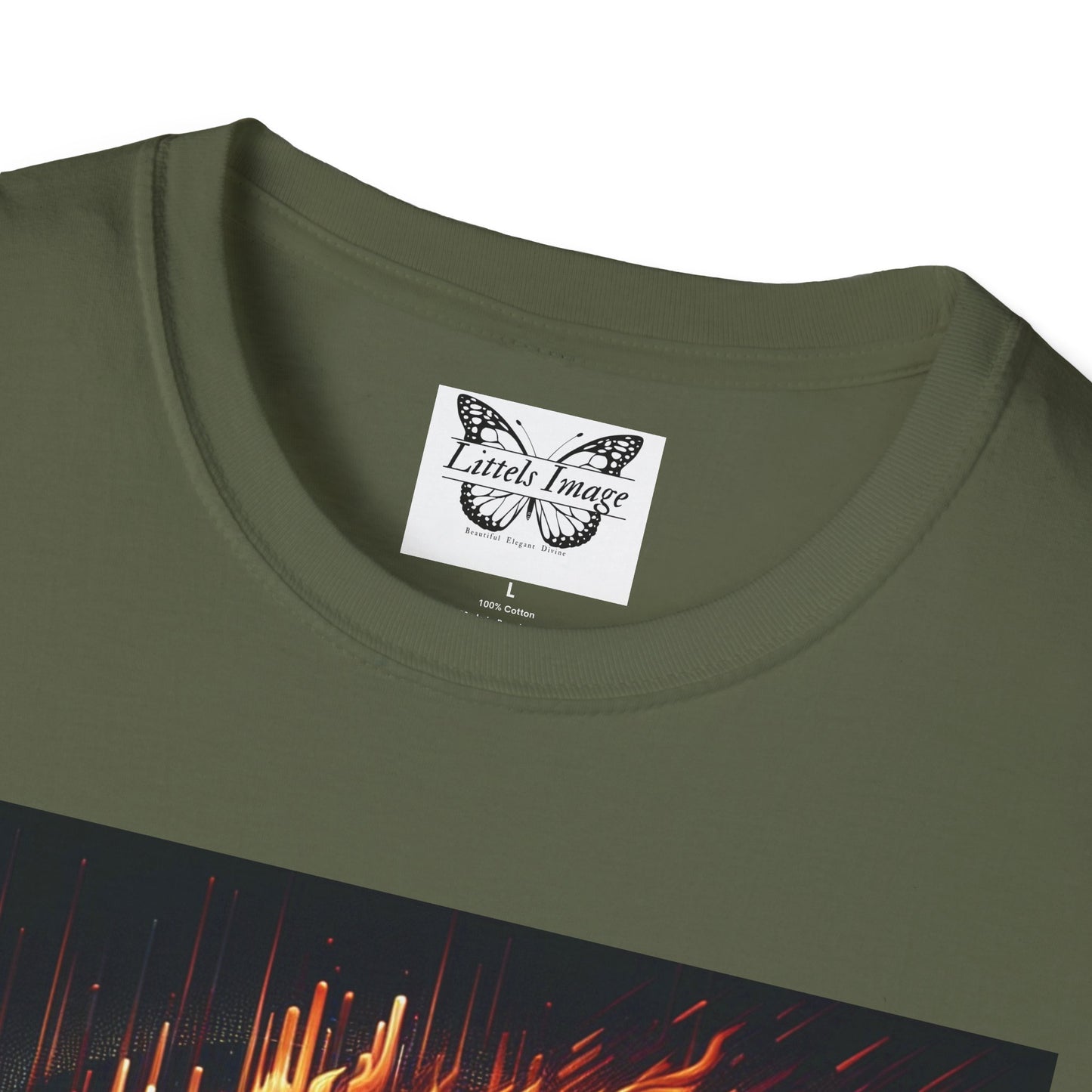 Fiery Lion Graphic Tee, Unisex Softstyle T-Shirt, Wildlife Shirt, Animal Lover Gift, Casual Wear, Graphic T-Shirt