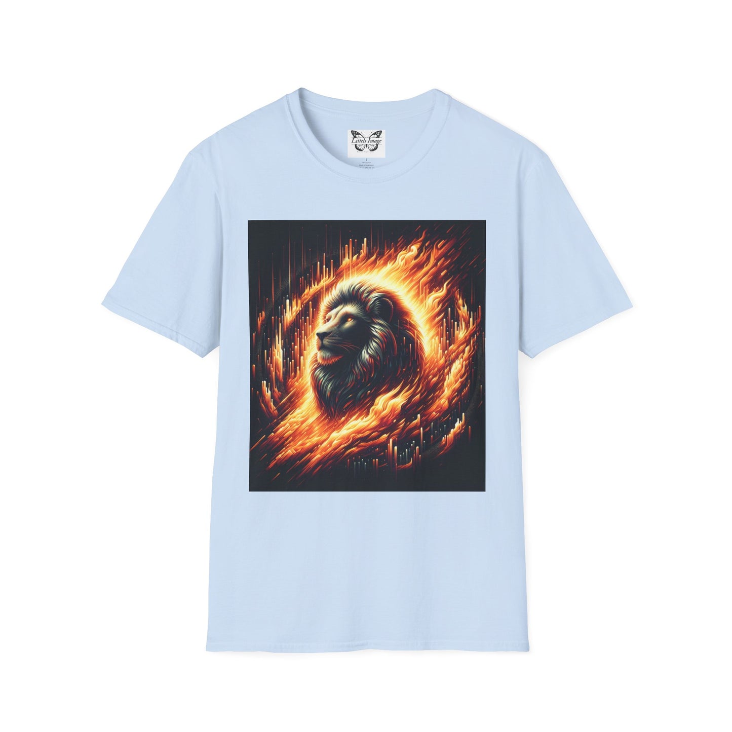 Fiery Lion Graphic Tee, Unisex Softstyle T-Shirt, Wildlife Shirt, Animal Lover Gift, Casual Wear, Graphic T-Shirt