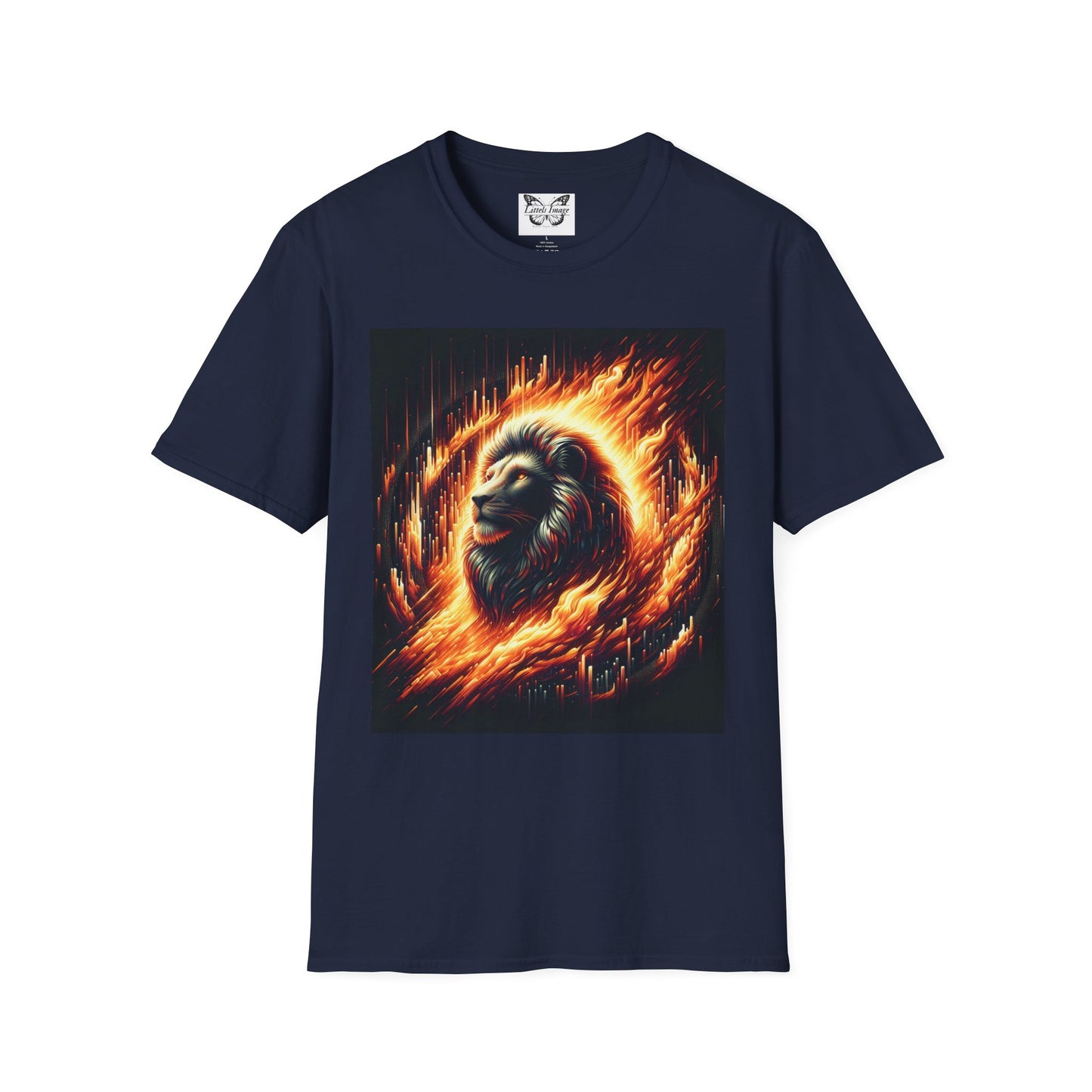Fiery Lion Graphic Tee, Unisex Softstyle T-Shirt, Wildlife Shirt, Animal Lover Gift, Casual Wear, Graphic T-Shirt