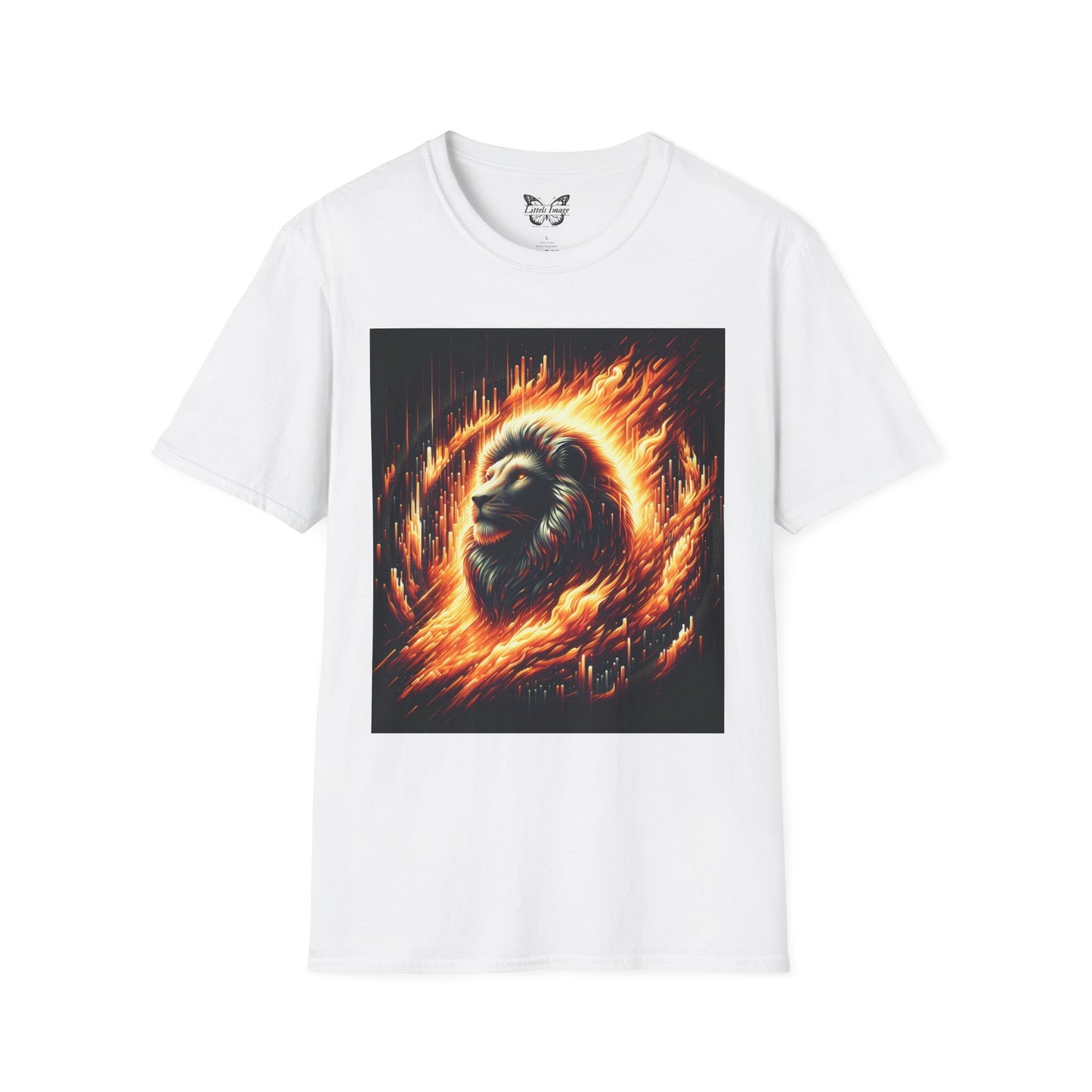 Fiery Lion Graphic Tee, Unisex Softstyle T-Shirt, Wildlife Shirt, Animal Lover Gift, Casual Wear, Graphic T-Shirt
