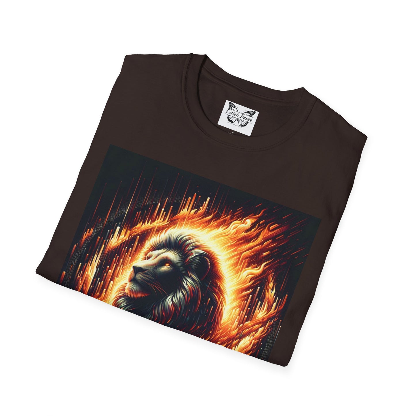 Fiery Lion Graphic Tee, Unisex Softstyle T-Shirt, Wildlife Shirt, Animal Lover Gift, Casual Wear, Graphic T-Shirt