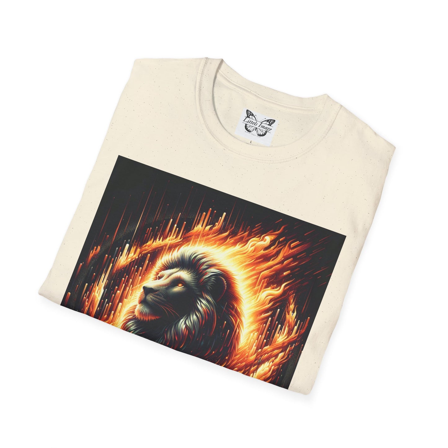 Fiery Lion Graphic Tee, Unisex Softstyle T-Shirt, Wildlife Shirt, Animal Lover Gift, Casual Wear, Graphic T-Shirt