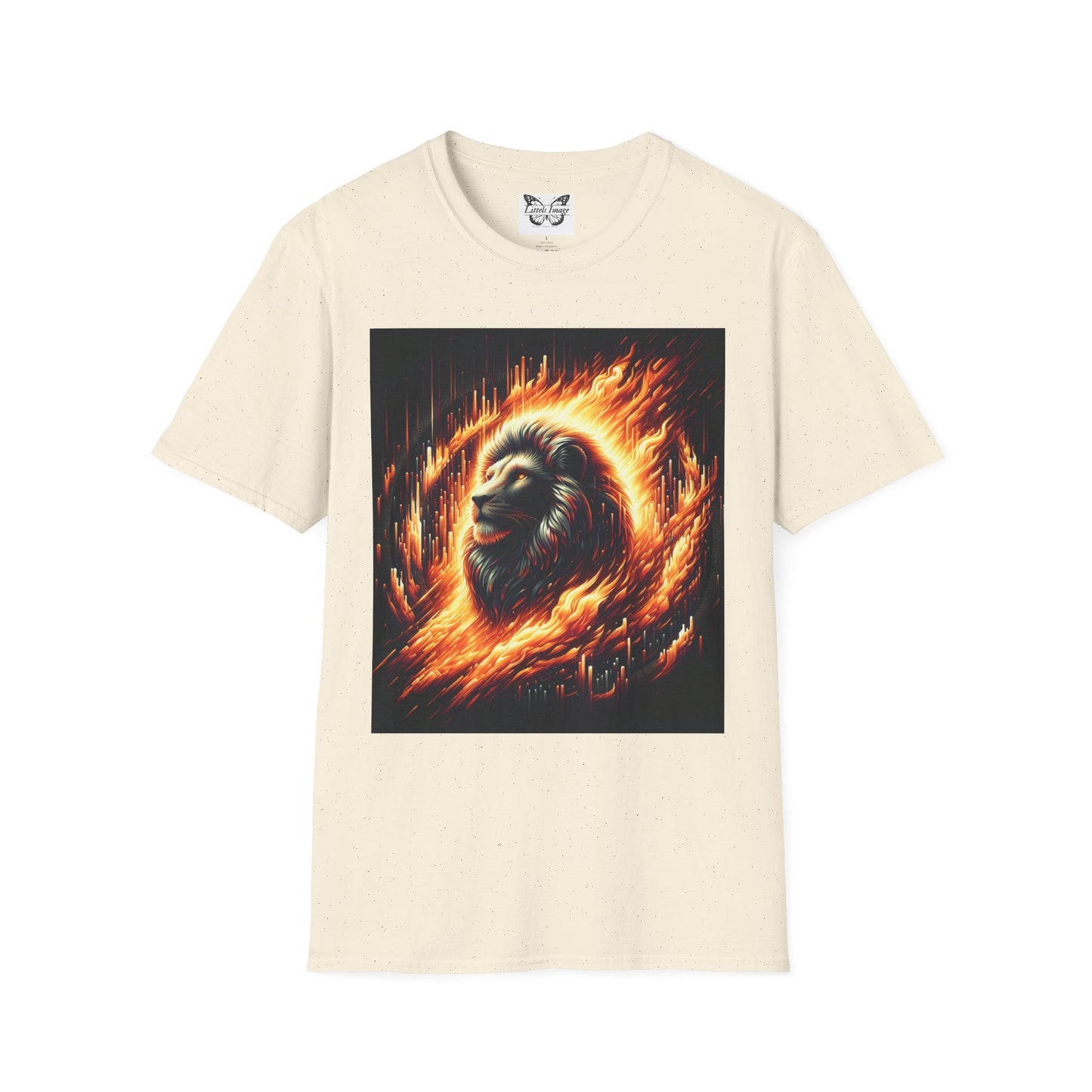 Fiery Lion Graphic Tee, Unisex Softstyle T-Shirt, Wildlife Shirt, Animal Lover Gift, Casual Wear, Graphic T-Shirt