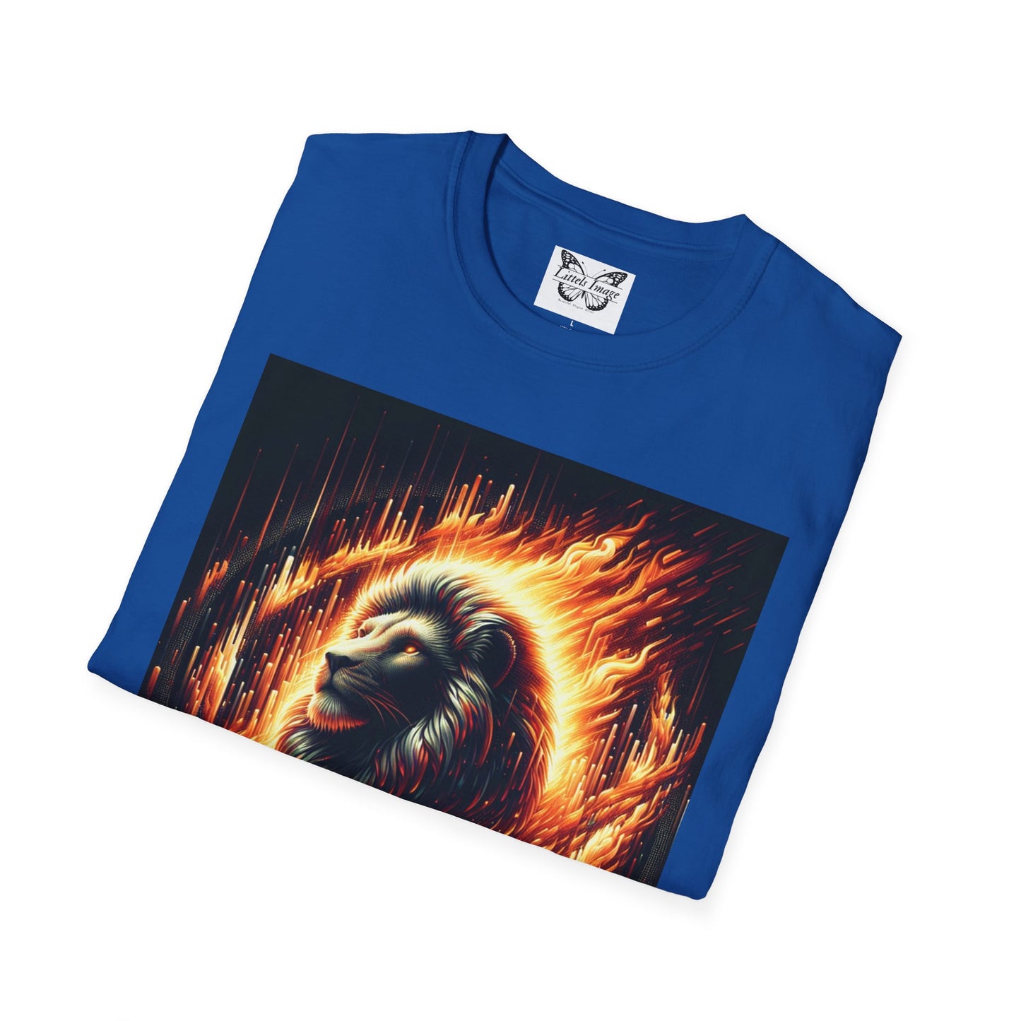 Fiery Lion Graphic Tee, Unisex Softstyle T-Shirt, Wildlife Shirt, Animal Lover Gift, Casual Wear, Graphic T-Shirt