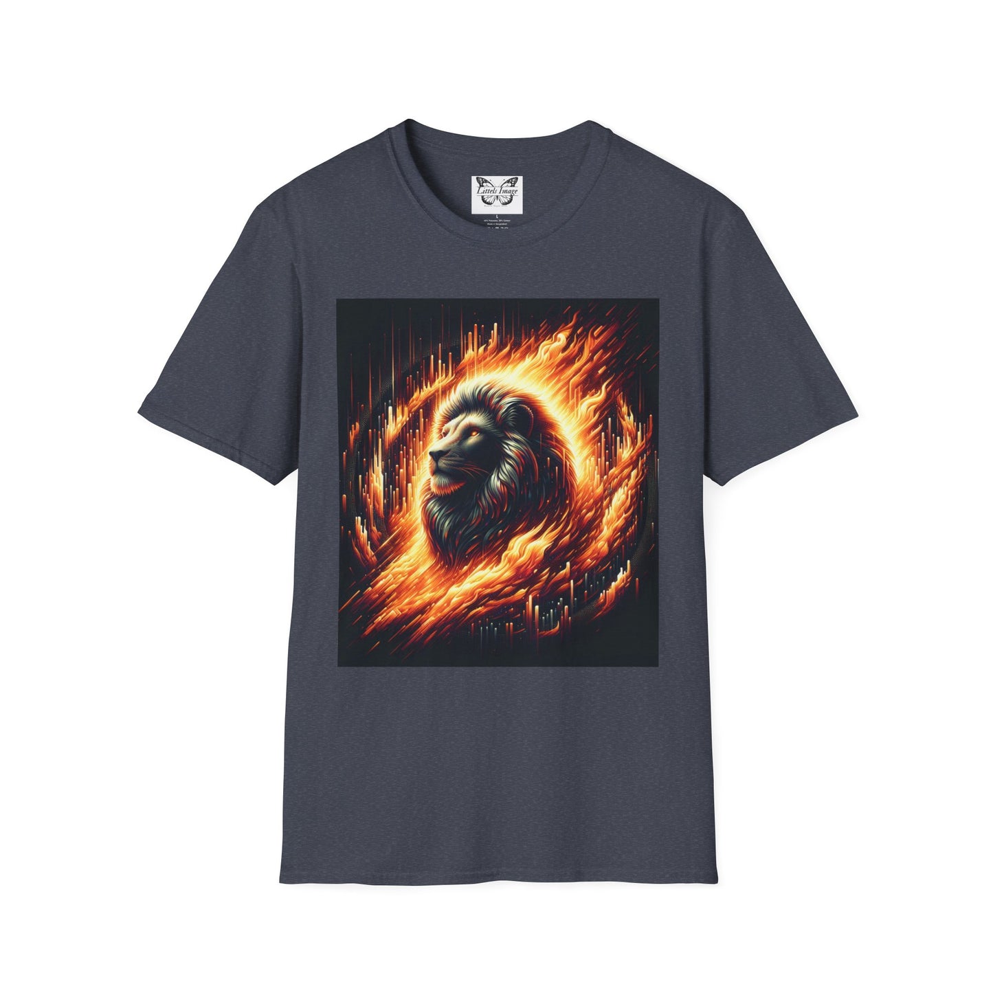 Fiery Lion Graphic Tee, Unisex Softstyle T-Shirt, Wildlife Shirt, Animal Lover Gift, Casual Wear, Graphic T-Shirt