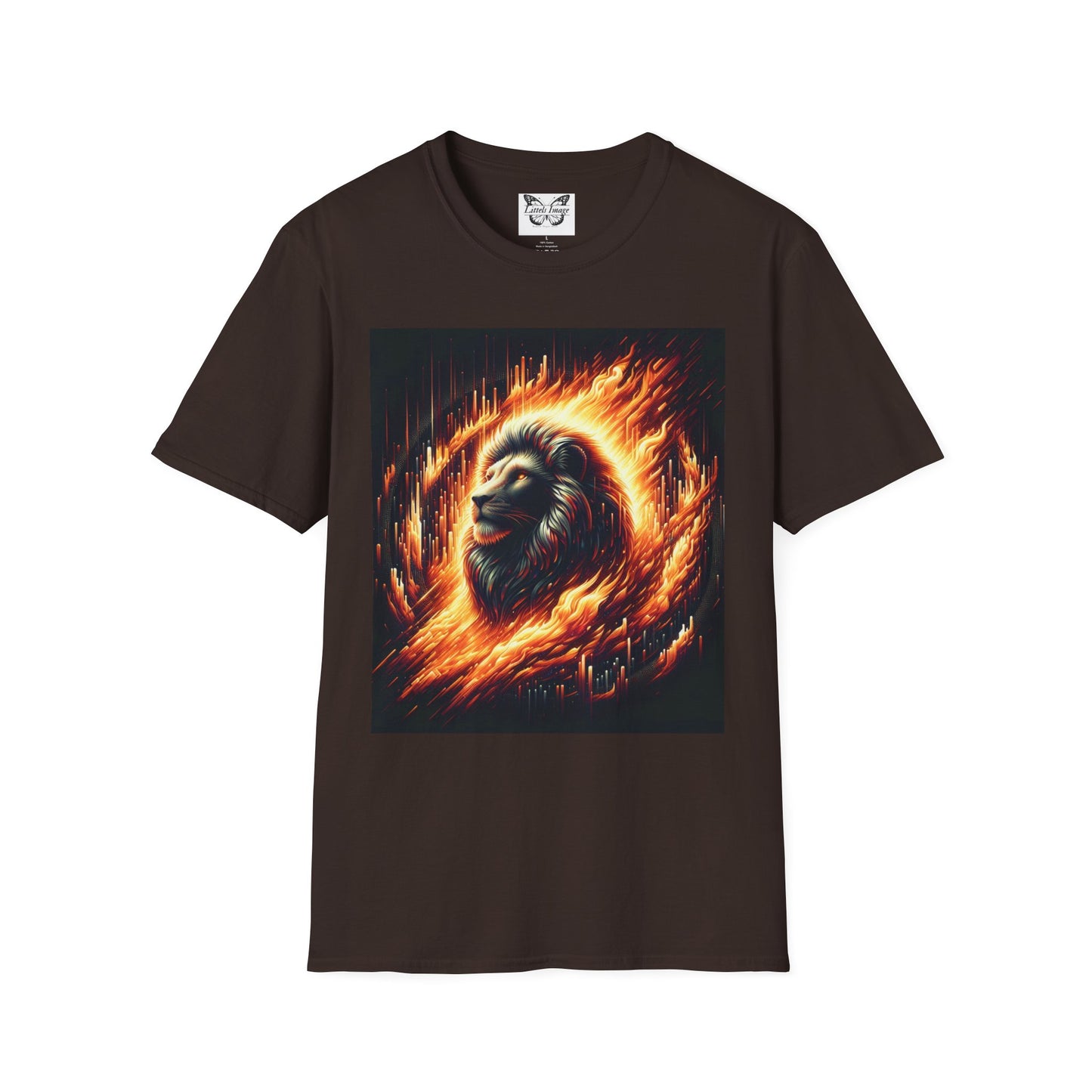 Fiery Lion Graphic Tee, Unisex Softstyle T-Shirt, Wildlife Shirt, Animal Lover Gift, Casual Wear, Graphic T-Shirt