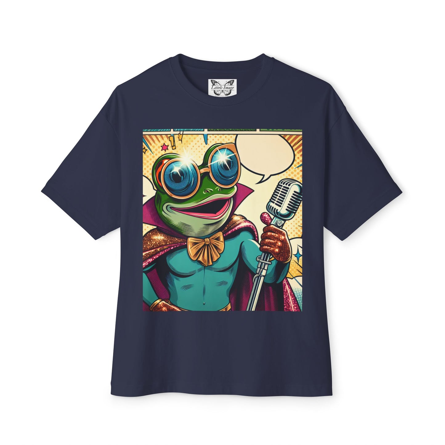 Superhero Frog Unisex Oversized Boxy Tee, Funny Graphic T-Shirt, Quirky Apparel, Gift for Frog Lovers, Statement Piece