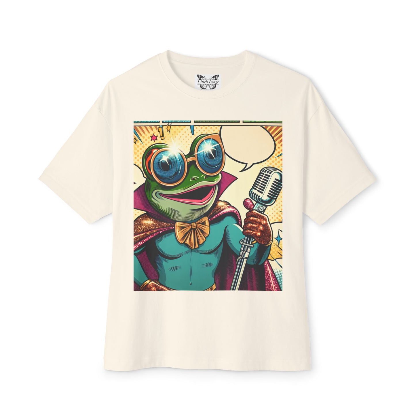 Superhero Frog Unisex Oversized Boxy Tee, Funny Graphic T-Shirt, Quirky Apparel, Gift for Frog Lovers, Statement Piece
