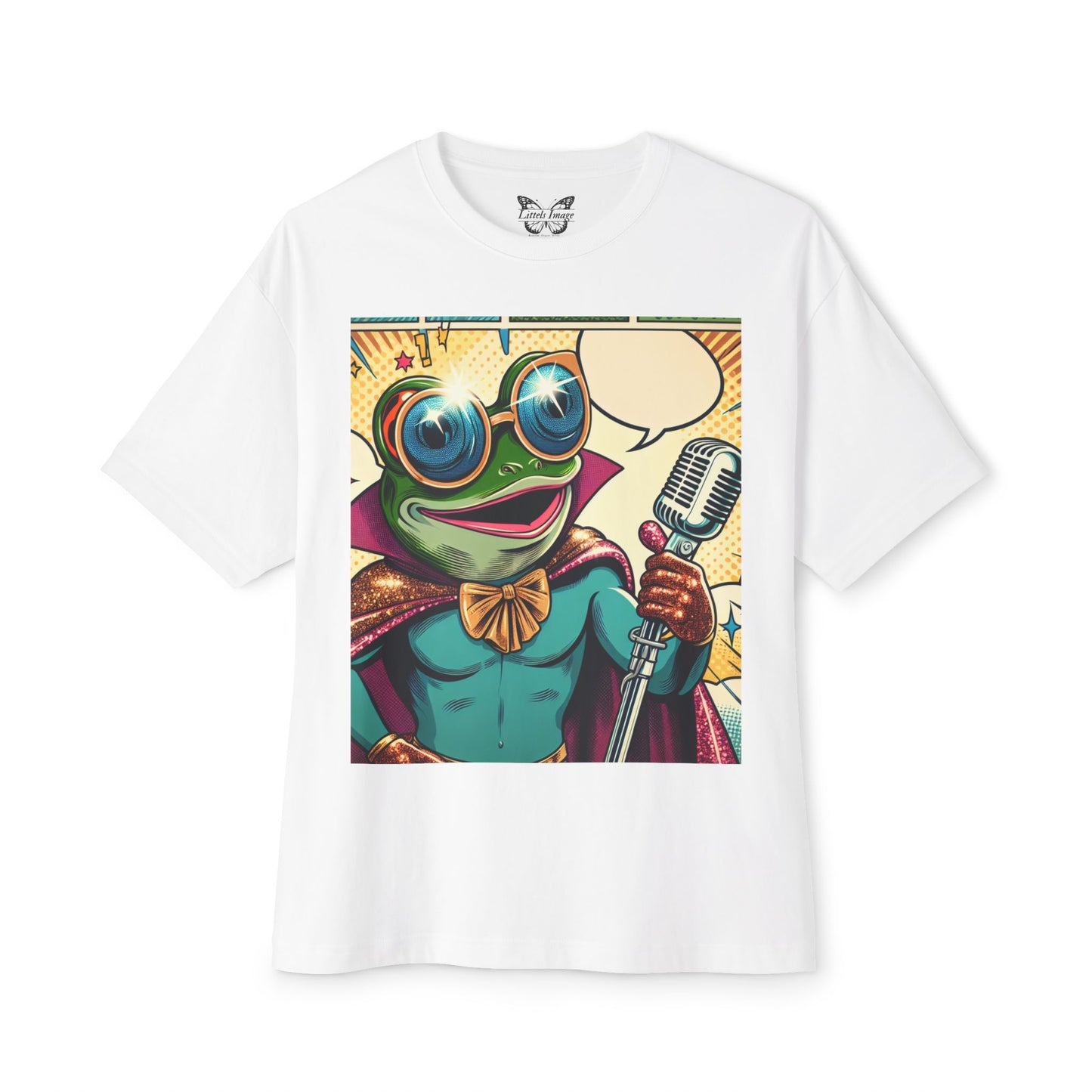 Superhero Frog Unisex Oversized Boxy Tee, Funny Graphic T-Shirt, Quirky Apparel, Gift for Frog Lovers, Statement Piece