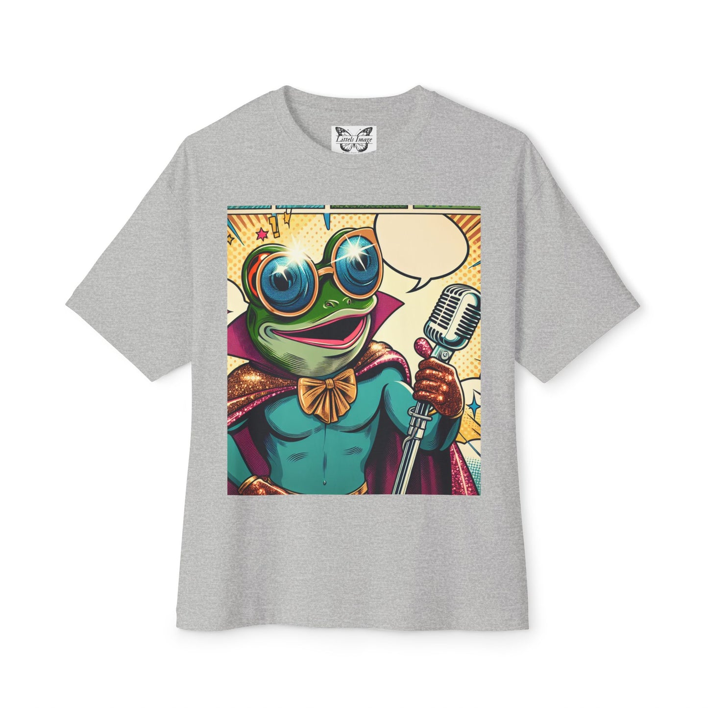 Superhero Frog Unisex Oversized Boxy Tee, Funny Graphic T-Shirt, Quirky Apparel, Gift for Frog Lovers, Statement Piece
